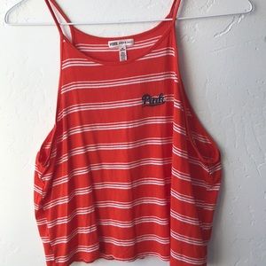 Orange tank top with white stripes